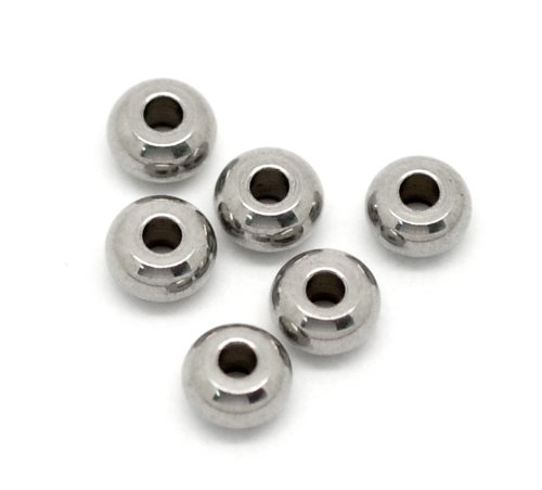 VALYRIA 100pcs Silver Tone Stainless Steel Spacer Beads Jewelry Findings 5mm(1/4
