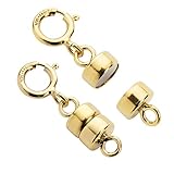 Everyday Elegance Yellow Gold Filled Round Magnetic Clasp Converter for Necklace or Bracelet with Spring Ring, 2 Clasps