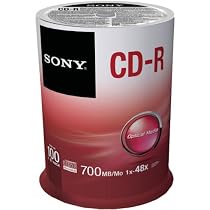 Sony 100CDQ80SP CD-R Data Recordable Media, 100 Pack Spindle