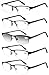 EYECEDAR 5 Pack Premium Blue Light Blocking Reading Glasses Men Metal Half Frame Spring Hinges Computer Readers for Men and Women 1.0