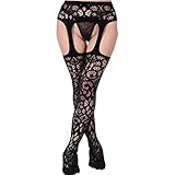 Womens Stripes Sheer Belt Thigh High Stocking Suspender Tights Garter Fishnet Pantyhose (#8335)