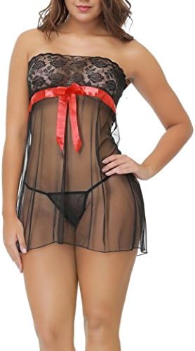 Sexy Lingerie,Jvcat Women Fashion Perspective Babydoll Mini Bodysuit G-String Underwear (XL, Black)