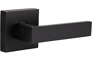 home improvement direct No Lock Dummy Door Lever, Single Sided Door Handle Without Lock for Interior Use, Non-Turning Matte Black Suqare Heavy Duty Lever Set 1 Pack
