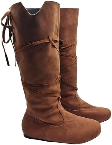 Amazon.com | SACFOF Women Medieval Pirate Boots Round Toe  display picture 1