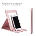 Fintie Portable Folding Vanity Makeup Mirror, Slim PU Leather Folding Compact Makeup Tabletop Travel Cosmetic Mirror with Standing - Rose Gold