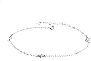 Queenberry Rhodium-Plated Sterling Silver Flower Cubic Zirconia Adjustable Ankle Bracelet, 9" + 0.5" Extender