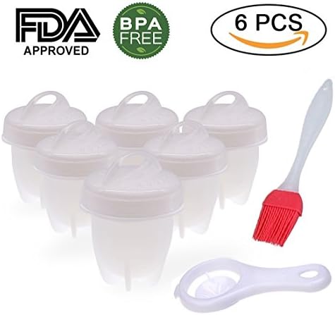 Egglettes Egg Cooker - Silicone Egg Boiler without Shell Egg Cooker Set Egg Cups (White, 8 Packs)