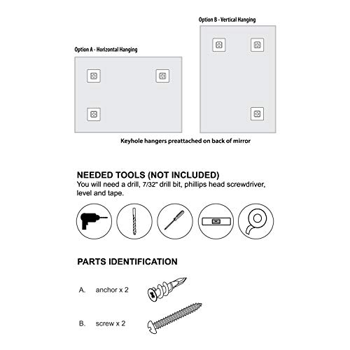 MCS Frameless Wall Mirror with Polished Edge, 24x36 inch Pricepulse