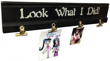 Inspire Me "Look What I Did!" Wood Molding Photo Clip Stenciled Memo Board