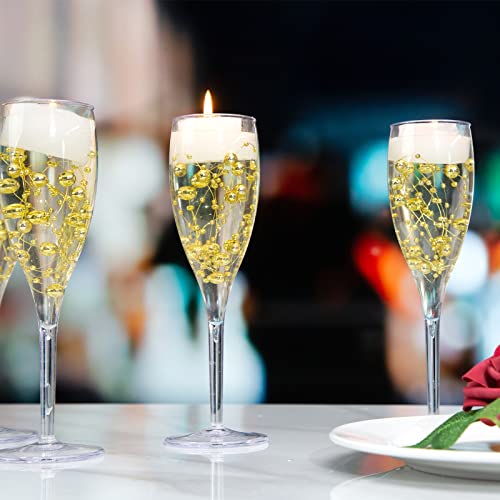 FUTUREPLUSX 60PCS Pearl Strings for Floating Candle, Gold Floating Pearls Beads Vase Fillers for Wedding Table Decor Centerpiece Garland