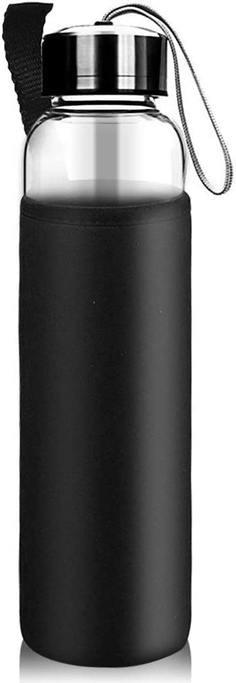 HINATAA Crystal Water Bottle, Removable Natural Gemstone Glass, Portable Leak-Proof Quartz, BPA-Free Durable 550ml (Empty+Bottle)