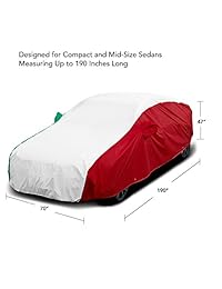 mozzafiato icónico estilo funda para coche. Calidad Premium, impermeable, resistente y duradero. Diseñado para compacto y automóviles de tamaño mediano de hasta 190 inches de largo. Rojo, Blanco y verde tricolor.