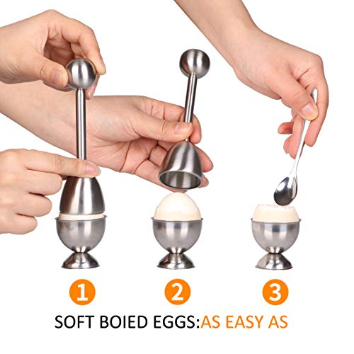 image for HAEGG Egg Cutter Topper Set Egg Cracker for Soft & Hard Boiled Eggs In