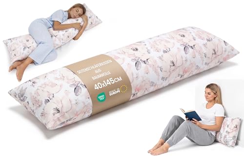 Totsy Baby Side Sleeping Pillow 40x145cm - Long Ergonomic Body Pillow Bouclé Cover Soft Breathable Removable Cover - OEKO-TEX Certified Wild Rose