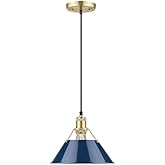 Golden Lighting 3306-M BCB-NVY Orwell - 1 Light Medium Pendant-8.5 Inches Tall and 10 Inches Wide, Finish Color: Brushed Cham