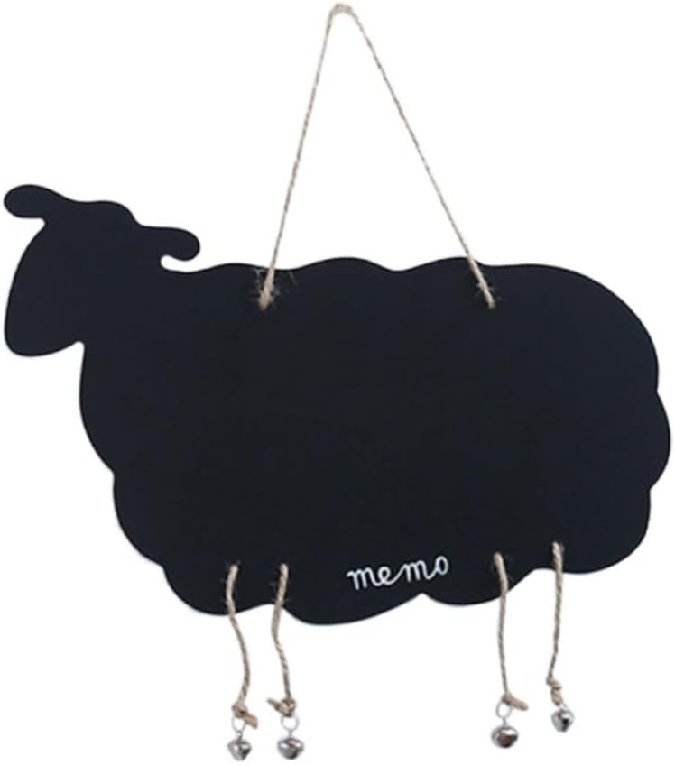 Ciieeo Double-Sided Hanging Blackboard Sign Sheep Pattern Wooden Decor