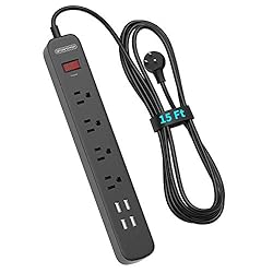 Power Strip Surge Protector 15 ft Cord, NTONPOWER