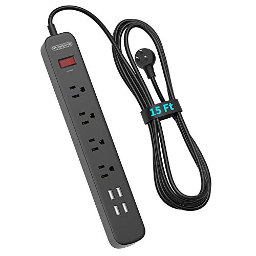 Power Strip Surge Protector 15 ft Cord, NTONPOWER
