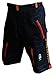 Astek Men's Orange Black MTB BMX Baggy Padded Mountain Bike Shorts (Large)