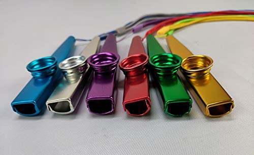 Metal Kazoo Musical Instruments Flutes, 6 Colors,Guitar,Ukulele, Violin, Piano Keyboard, Kazoos With Lanyards (06) - Thumbnail 3