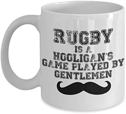 PixiDoodle Rugby Game for Gentlemen - Funny Distressed Coffee Mug (11 oz, White)