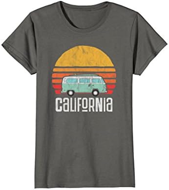 Womens Retro California Hippie Van Beach Bum Surfer T-Shirt Large Asphalt