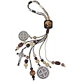 Elysian Gift Shop Saint Benedict Home Protection Charm Door Hanger with two Sided Silver Tone St Benedict Medals, St Benedict Crucifix and Assorted Wooded Beads- Includes St. Benedict Prayer Card