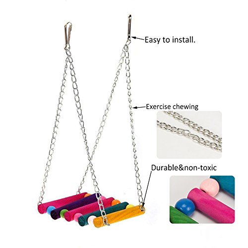 Vehomy Pack of 5 Bird Chewing Toy Bird Hanging Bell Bird Ladder Pet Bird Cage Hammock Swing for Parakeets, Cockatiels, Macaws, Parrots, Lovebirds, Finches