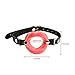 Beauty7 Silicone Soft Lips Shape Open O Ring Mouth Gag Adjustable PU Leather Belt Straps On BDSM Bondage Head Harness Restraints Gear Kits Fetish Couple Adult Oral Sex Game Toy Peach Pinkthumb 2