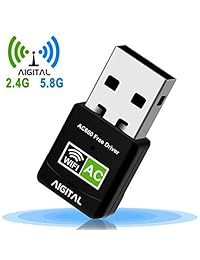 Aigital Adaptador WiFi USB 600 Mbps Mini Adaptador Inalámbrico Red WiFi Dongle Alta Velocidad Dual Band para PC Desktop Laptop Mac, Soporta Windows10 8 7 Vista XP, No necesita CD disco