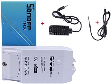 Sonoff Wireless Smart Wifi Switch Controller TH 10A/16A with Probe Temperature Humidity Sensor Smart Homekit Automation (TH 16A with Probe and Humidity/Temperature Sensor)