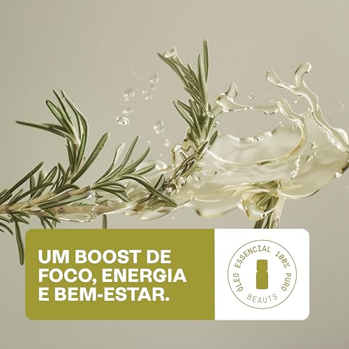 Óleo Essencial de Alecrim Premium - 100% Natural e Puro - Revigora, Melhora o Foco e Concentração, Relaxamento - Para Aromaterapia, Difusor de Oleo Essencial, Massagem e Tônico Capilar - 10 mL, Beauts