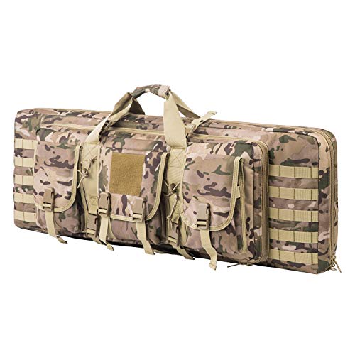 AK47/AR16 Tactical Rifle Case Double Carbine Bag Outdoor Molle Deluxe Double Rifle Gun Bag Padded Long Gun Case & Rifle Storage Backpack(2 Sizes and 6 Colors to chooese from) (Multicam, 38inch)