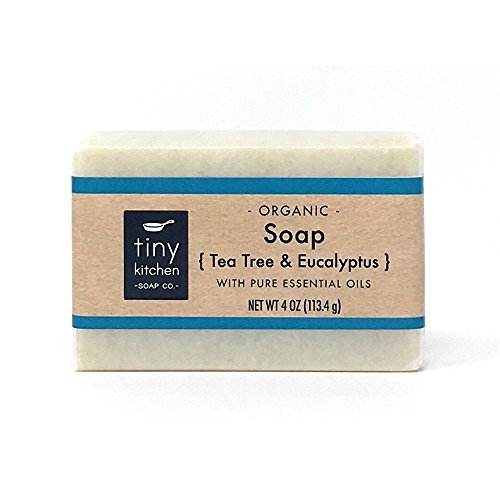 Tea Tree and Eucalyptus Natural Bar Soap - Handmade with Organic Base Oils and Pure Essential Oils - Thumbnail 3