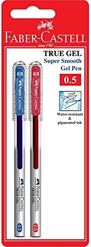 Faber-Castell True Gel Pen 0.5mm Super Smooth (Blue, Red, Sealed in Blister Card)