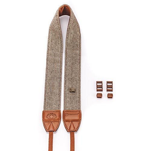TARION-Camera-Shoulder-Neck-Strap-Vintage-Belt-for-All-DSLR-Camera-Nikon-Canon-Sony-Pentax-Classic-White-and-Brown-Weave