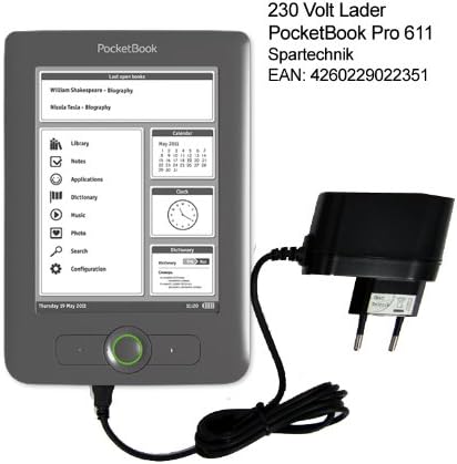 Netzteil für Pocketbook Pro 602 Pro 603 611 612 622 Obreey Pro 902 Pro 903 912 Pocketbook 360 plus Pocket Book. 230 Volt Ladegerät für E-Book PocketBook Steckerlader 110 - 240 Volt - schwarz