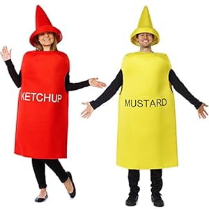 Tigerdoe Ketchup and Mustard Costume - Couples Costumes for Adults - Mascot Costume - Food Costumes