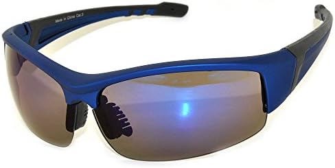 Men Full Shield Mirror Lens Sunglasses Sport Running Outdoor DarkBlue Frame