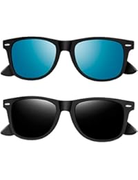 Joopin Polarized Sunglasses for Women - 2 Pack Retro Brand Designer Mens Sunglasses (Black+Blue)