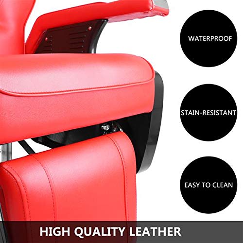 Red Barber Chair, Heavy Duty Hydraulic Recline Salon Chair For Hair