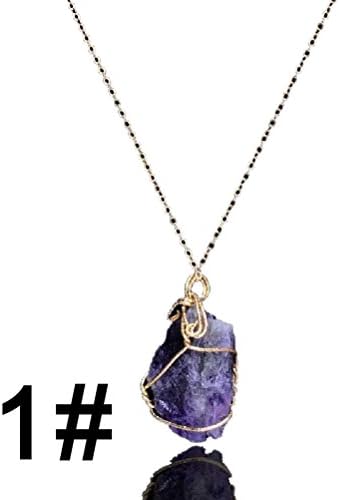 PrimaryKey Novelty 1 Pc Popular Design Sweater Chain Healing Point Stone Pendant Necklace (Natural Quartz) 1# Brightly