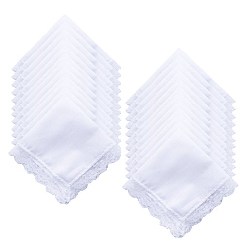 Lace/Embroidery Perfect Wedding Cotton Handkerchiefs Bulk - Thumbnail 3