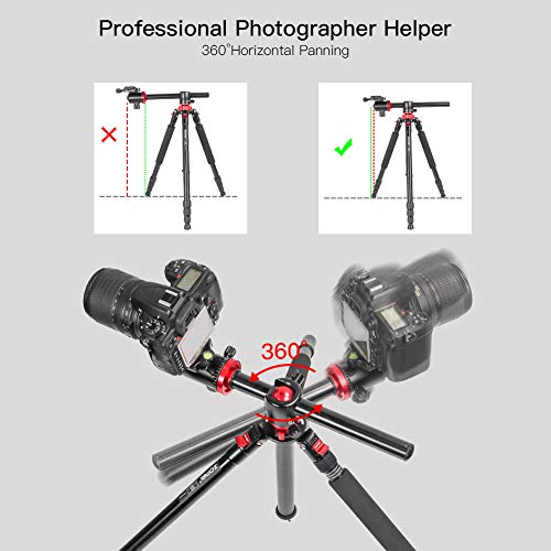 ZOMEi DSLR Camera Tripod 4 Section Portable Magnesium Aluminium Monopod Professional Tripods with 360 Degree Horizontal Rotation Ball Head Quick Release Plate for Canon Nikon Sony DSLR Cameras DV