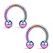 Ruifan 12PCS Assorted Colors Surgical Steel CBR Non-Piercing Fake Nose Septum Horseshoe Earring Eyebrow Tongue Lip Piercing Ring with 4mm Balls 14G 8mm