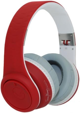 Fanny Wang 2000 Series Over-Ear Wangs Luxury Headphones with Selectable Bass Boost and Apple Integrated Remote and Mic - Red/White (FW-2003-RED-WHI) (Discontinued by Manufacturer)