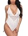 Sykooria Sexy Teddy Babydoll Lingerie for Women Mini Deep V Floral Lace