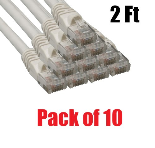 iMBAPrice - (Pack of 10) Premium Pure Copper UL Listed Cat5E Ethernet Cable (2 Feet, White)