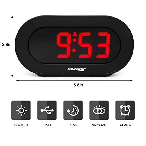 REACHER Small LED Digital Alarm Clock with Simple Operation, Full Range