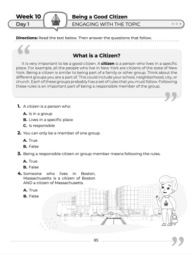 Kindergarten Social Studies: Daily Practice Workbook | 20 Weeks of Fun Activities | History | Civic and Government | Geography | Economics | + Video ... Each Question (Social Studies by ArgoPrep)